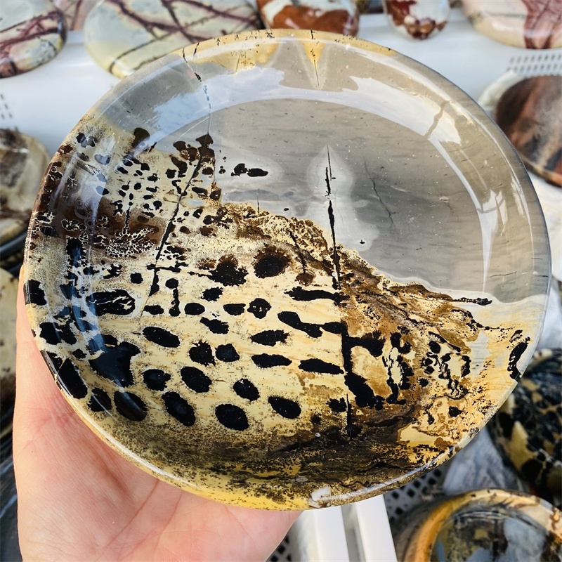 Healing Crystals Chinese Painting Stone Plate