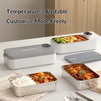 Boîte à lunch chauffante pour l'extérieur et la maison, capacité 900 ml, acier inoxydable 304, affichage numérique intelligent, compatible USB/voiture, bento électrique