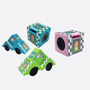 KUNYANG educational multi functional magic kids folding deformation cube car children play building blocks glide car toys