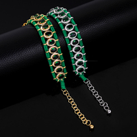 Bracelet de luxe style rétro perlé en zircon rose, chaîne de tennis colorée noire et bleue, bijou cadeau, bracelet de main