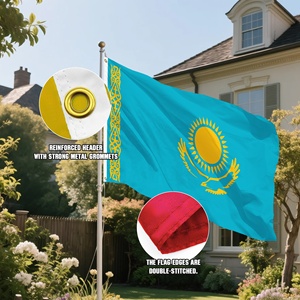 Bandera Nacional de Kazajistán Personalizada para Exteriores, 90x150cm, Azul Cielo, Sol Dorado, Águila, Estepa, Poliéster 100D - Product Image 5