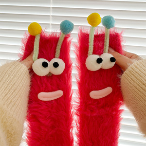 Calcetines de Felpa de Coral Transpirables con Estampados Divertidos para Mujer, Calcetines de Dormir Gruesos y Cálidos con Dibujos Animados, Calcetines de Peluche hasta la Rodilla - Product Image 5
