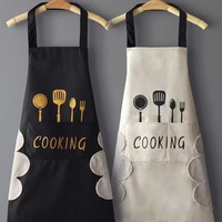 Penjualan Langsung Pabrik Apron Dapur dengan Lap Tangan Anti Air 2 Kantong Apron Memasak untuk Wanita Pria Koki