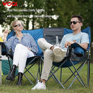 Chaise de camping pliable portable Woqi, chaise double d'extérieur, cadre en aluminium, bleu paon, chaise de jardin rectangulaire - Product Image 1