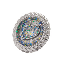 Bouton en métal vintage fait main en aluminium avec poudre dorée et motif cœur, style tweed français, pour manteau/pull/veste, échantillon disponible en 7 jours