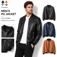 Blouson Bomber en Cuir PU pour Homme, Printemps Automne, Décontracté, Entièrement Zippé, Style Moto, Logo Personnalisé, Fournisseur OEM en Gros