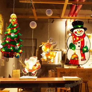 Navidad natale lucine capodanno ha portato la campana di natale Santa alce 3d acrilico luci sospese per finestre natale natale