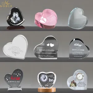 Noble High Quality Crystal Heart Trophy Free Engraving Custom Crystal Heart Souvenir Gifts as Wedding Birthday valentine favors