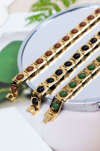 Bracelet masseur en titane plaqué or pour hommes femmes bijoux de couple tendance pierre d'énergie tourmaline réglable en acier inoxydable - Product Image 6