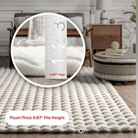 Tapis rectangulaire moderne en fausse fourrure pelucheuse, géométrique, antidérapant, lavable, pour salon, chambre et couloir