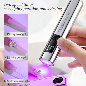 Lámpara UV LED de Mano Plateada para Uñas con Pantalla Digital, 2 Ajustes de Temporizador, Luz Roja, Inalámbrica, Recargable, Secador de Manicura - Product Image 1