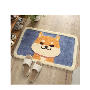 Alfombra de doble capa <span class=keywords><strong>para</strong></span> decoración del hogar, alfombrilla antideslizante absorbente <span class=keywords><strong>para</strong></span> el suelo, color amarillo, con bonito perro pequeño - Product Image 1