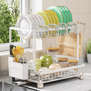 Escurridor de <span class=keywords><strong>Platos</strong></span> Multifuncional de Acero Inoxidable para Cocina, <span class=keywords><strong>Estante</strong></span> de Almacenamiento Único para <span class=keywords><strong>Platos</strong></span> y Utensilios - Product Image 3