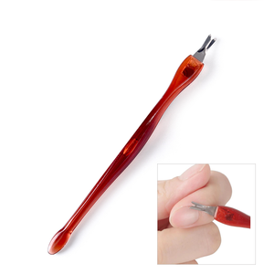 Pousse-cuticules en V avec manche en plastique pour manucure, outil de nettoyage des peaux mortes et des cuticules, fourchette de beauté pour soins des ongles et nail art, vente en gros - Product Image 3