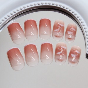 Faux ongles à presser <span class=keywords><strong>R907</strong></span> French White Tip Pink Blush Cloud Glitter, style Sweet Girl, en ABS de qualité supérieure, vente en gros, en stock - Product Image 3