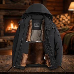 Parka Impermeable para Hombre, Chaqueta de Invierno con Capucha, Forro de Piel Grueso, Abrigo Cálido - Product Image 1