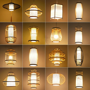 Lámparas Colgantes de Estilo Chino, <span class=keywords><strong>LED</strong></span>, Decoración para Sala de Estar, Restaurante, Dormitorio, Lámpara de Arte Idílico, Linterna Tejida a Mano, Lámpara de Bambú - Product Image 1