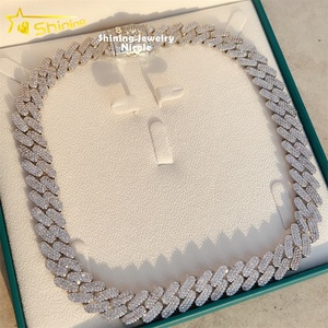 Heren Sieraden Hiphop Iced 16Mm 925 Zilver Wit Goud Miami Cubaanse Schakel Ketting Luxe Moissanite Cubaanse Ketting - Product Image 2