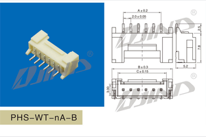 Offre Spéciale PHS-WT 2.0mm Pitch WTB 2-16pin SMT Simple Rangée Angle Droit avec Serrure pour Application PCB - Product Image 6