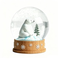 Boule à neige en résine personnalisée peinte à la main, ours blanc de Noël réaliste, cadeau, ornement de maison et de table, souvenir