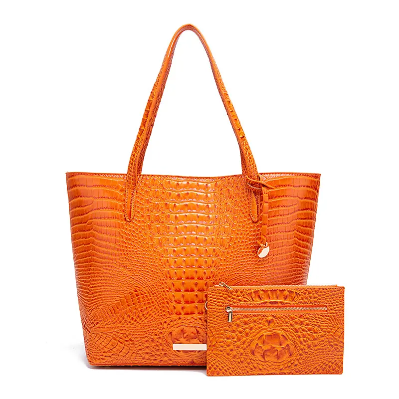 A lot colors available crocodile Brahman brand Amazon shopify hot selling Tote bags lady bag set drop shipping