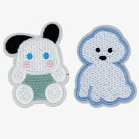 Op maat gemaakte geborduurde patch, schattig cartoon konijn hond dier klein borduurwerk strijkpatch voor kleding