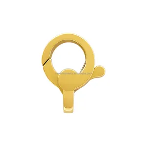 Wholesale Spring Clasp Pure Gold Round Clasps 9k 14k 18k Gold Fine Jewelry Accessory Jewelry Findings Connector Clasp