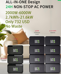 Station d'alimentation portable tout-en-un 2000W 2.7kWh avec recharge solaire, système de stockage d'énergie de secours pour la maison - Product Image 6