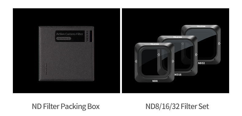 TELESIN Action Camera AcceSsories Magnetic 3-Pack ND8/16/32 ND lens filter for DJI Action 2 Camera