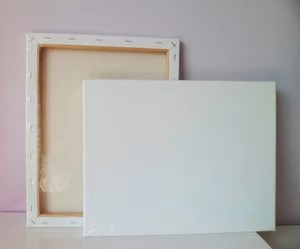 Toile de peinture en coton blanc sur mesure avec barres de cerclage en bois et impression UV - Product Image 3