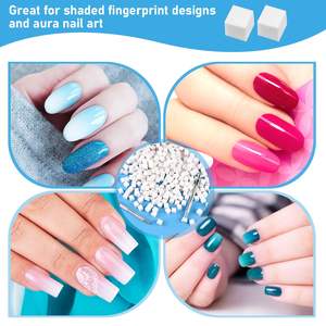 TAMAX NAT063 300 pièces Éponges à ongles en <span class=keywords><strong>silicone</strong></span> souple pour la création de nail art ombré, 2 stylos applicateurs pour dégradé d'ongles - Product Image 6