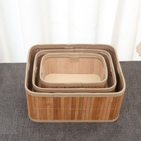 Ensemble de 3 paniers de rangement modernes en bambou tressé - Écologiques et durables, multi-usages pour la maison