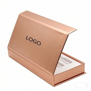 Boîte cadeau magnétique en or rose personnalisable en direct d'usine avec insert blanc, élégante, idéale pour l'emballage de cosmétiques et de produits de beauté - Product Image 1