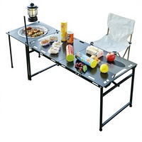 Table pliante tactique hydraulique en acier au carbone pour le camping et les pique-niques en plein air - Conception multifonctionnelle sans assemblage