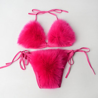 Maillot de bain sexy en fausse fourrure de renard, ensemble bikini décoratif en fourrure avec soutien-gorge et string, personnalisation prise en charge