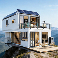 Structure modulaire en acier léger intégrée à des conteneurs, maisons conteneurs modulaires préfabriquées, mini-maisons préfabriquées avec système solaire domestique