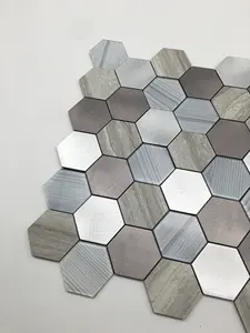 Корка и backsplash стеклянной мозаики кухня шестиугольник настенные стикеры винил 3D мозаика самоклеющиеся настенная плитка