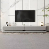 Meuble TV Moderne Luxe Léger Simple Ensemble Table Basse Dalle de Roche Blanche Unité TV Meuble de Salon Table Centrale