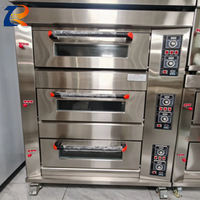 Nouveau four à pizza au gaz commercial, 6 étages, 3 plateaux, en acier inoxydable, commande tactile, haute productivité, équipement de boulangerie