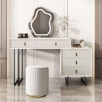 Miroir de maquillage LED de style crème minimaliste moderne avec certificat CE, avec tiroir de rangement, ensemble de table de maquillage