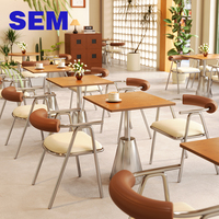Ensemble table et chaises de style industriel SEM pour café, snack-bar, salon de thé, pâtisserie, restaurant, table et chaises en bois, banquette de restaurant