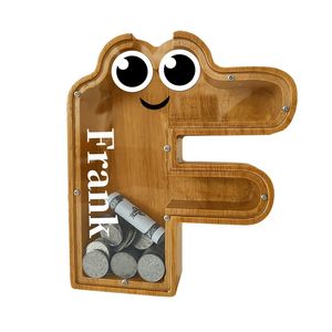 Caja de ahorro de dinero con letras grandes, hucha de madera para ahorrar dinero, tanque de almacenamiento transparente de madera maciza, tarro de cambio para niños - Product Image 6