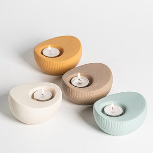 Portacandele in <span class=keywords><strong>Ceramica</strong></span> Color Macaron con Finitura Scanalata, Vendita Diretta dalla Fabbrica, per Decorazione Casa - Product Image 2