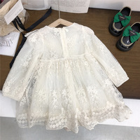 Robe longue à manches longues pour filles en gros, nouvelle collection printemps, jupe de princesse en dentelle pour enfants, vêtements doux pour enfants