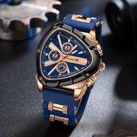 Montre à quartz pour homme noire créative, élégante, sportive, grand cadran triangulaire, chronographe, montre-bracelet, Relogio Masculino