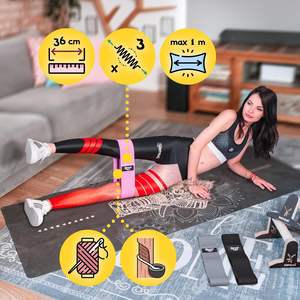 Ensemble de bandes de fitness <span class=keywords><strong>élastique</strong></span>s en caoutchouc - 3 bandes antidérapantes, résistance lourde/moyenne/légère pour les fesses, le Pilates, la <span class=keywords><strong>musculation</strong></span> - Product Image 3