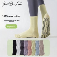 Chaussettes de yoga et de Pilates professionnelles antidérapantes mi-mollet à cinq orteils séparés - Coton/Spandex/Nylon - Utilisation toutes saisons - Fabriquées à Zhuji