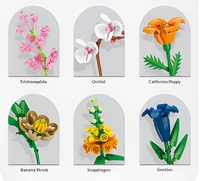 Bloques de Construcción en Forma de Flor, Rompecabezas 3D de Plástico ABS, Mini Bloques de Construcción de Rosas para Niños