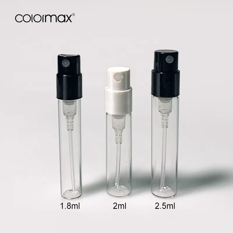 Cheap High Quality 2ml 3ml 5ml 10ml Small Perfume Atomizer Vials Sample Glass Bottle With Plastic Spray Pump Mini Tester Bottles