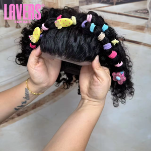 วิกผมเด็กผู้หญิง วิกผมลูกไม้แบบปิด 4*4 <span class=keywords><strong>สำหรับ</strong></span>เด็ก วิกผมแท้จากอินเดีย วิกผมลูกไม้ด้านหน้าแบบหยิก ไม่ต้องใช้กาว <span class=keywords><strong>สำหรับ</strong></span>เด็กหญิง - Product Image 5